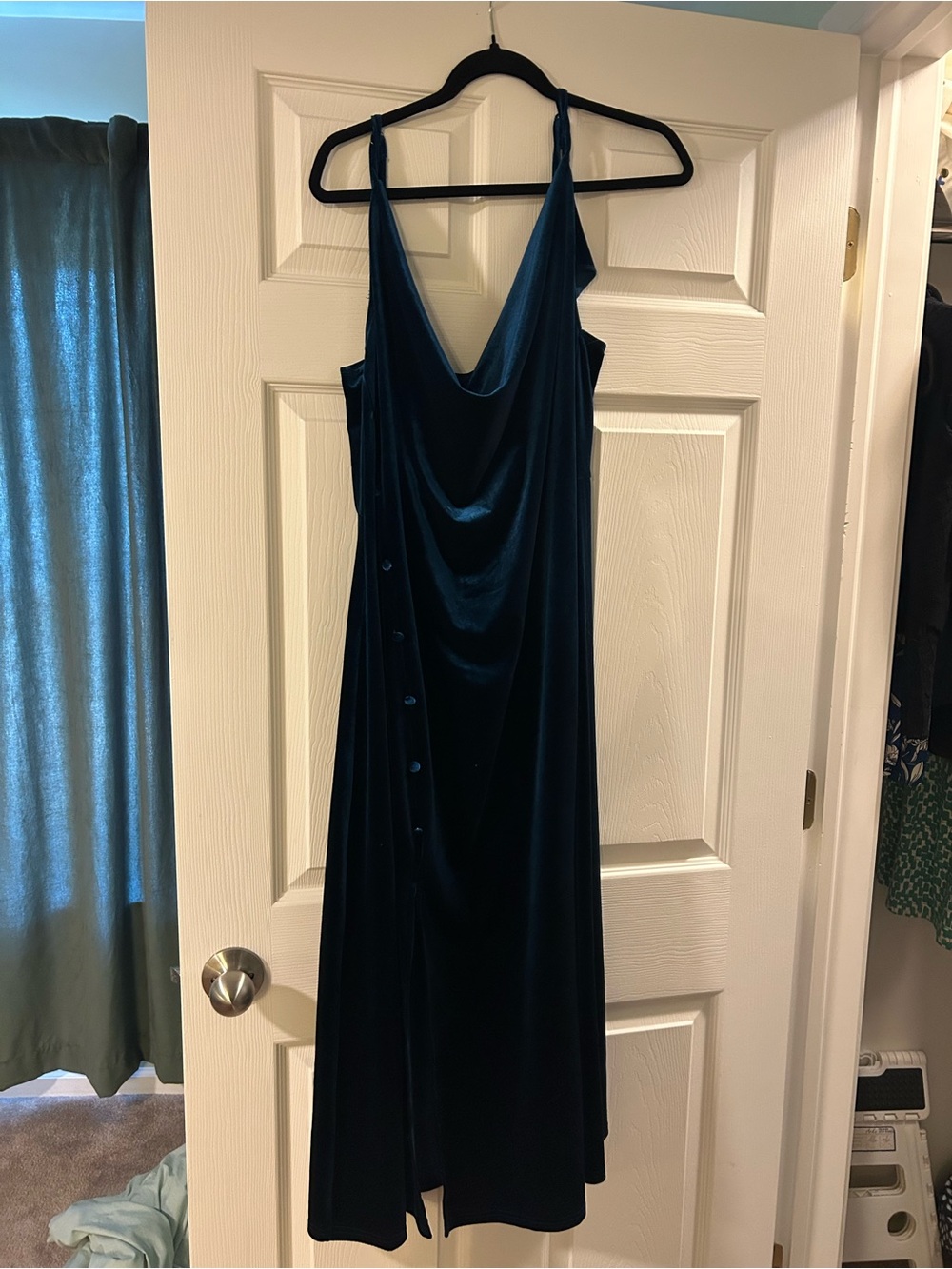 Cider Velvet Cowl Maxi Dress in Deep Teal